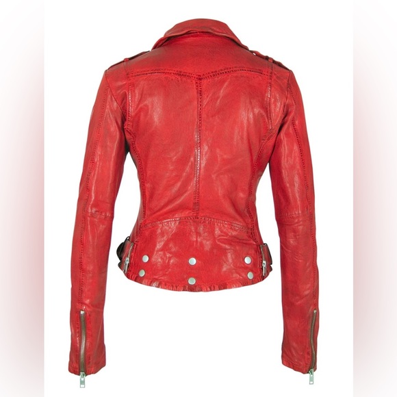 Mauritius Red Leather Jacket Size S - Picture 2 of 11